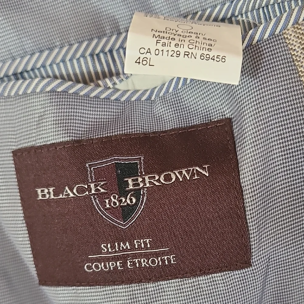 Black Brown 1826 Lord & Taylor Silk Wool Blend Plaid Blazer Sport Coat 46L